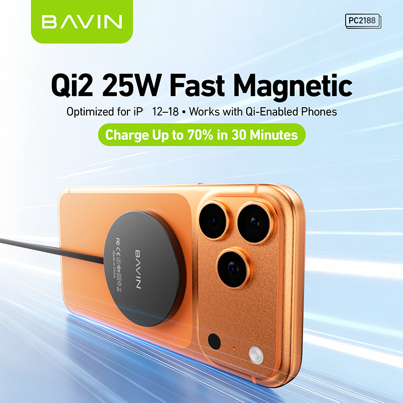 (Qi2 25W) BAVIN PC2021 25W Magnetic Wireless Fast Charging Charger for Android & iPhone 18 Series