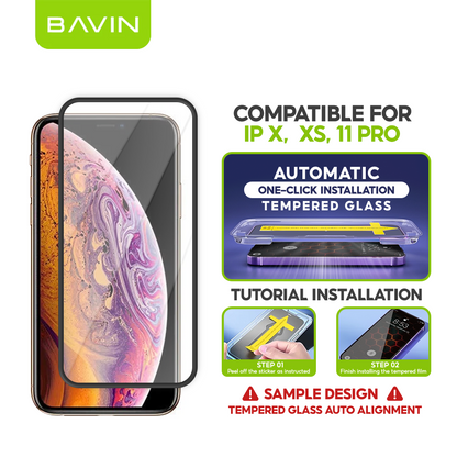 BAVIN Q11 One Click Screen Protector Privacy Tempered Glass for iPhone X/XS/11/12/13/14/15/16/17 Series