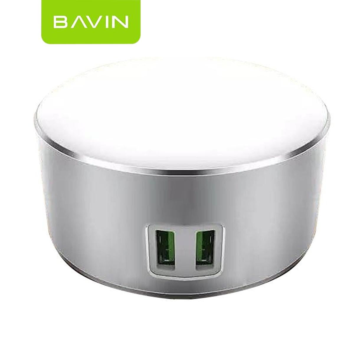 BAVIN C-U-A2208 2.4A Fast Charger w/ 2 USB Ports & LED Touch Lamp