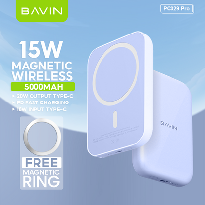 BAVIN Y-PC029P 5000mAh / 10000mAh Wireless Fast Charging Powerbank w/ USB-C Input/Output