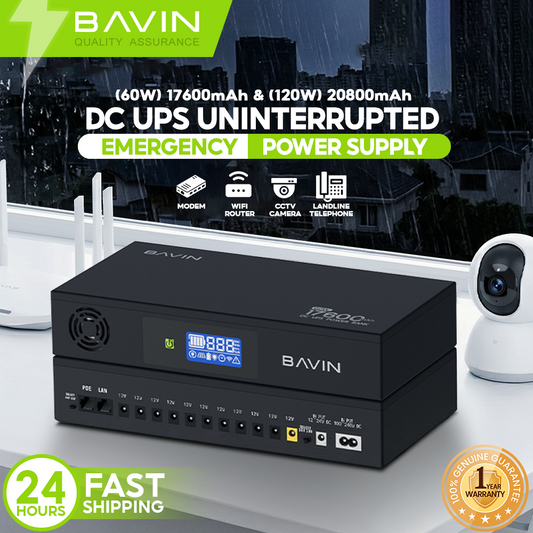 BAVIN PC1229 60W 17600mAh/120W 20800mAh DC UPS Powerbank Uninterrupted Backup Emergency Power Supply