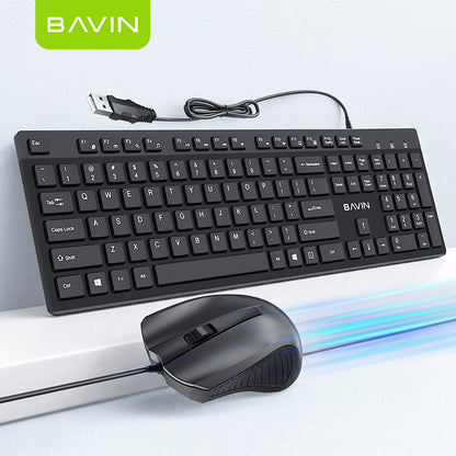 BAVIN K989 Wired Keyboard & Mouse Set Extra Durable & Splashproof Compatible for Computer / Laptop