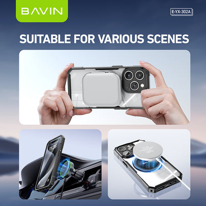 BAVIN YX302A Magnetic Phone Case Shock Proof w/ 360 Rotatable Phone Ring Case Suitable for iPhone 14-15