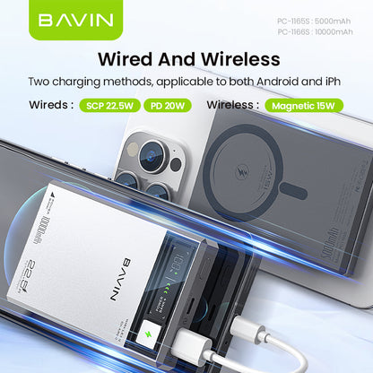 BAVIN PC1165 5000mAh / PC1166 10000mAh Compact & Fast Charging Magnetic Wireless Power Bank