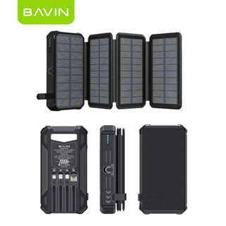 BAVIN PC1119 20000mAh Solar Charging Powerbank Built-In Cable Wireless Charging w/ Waterproof
