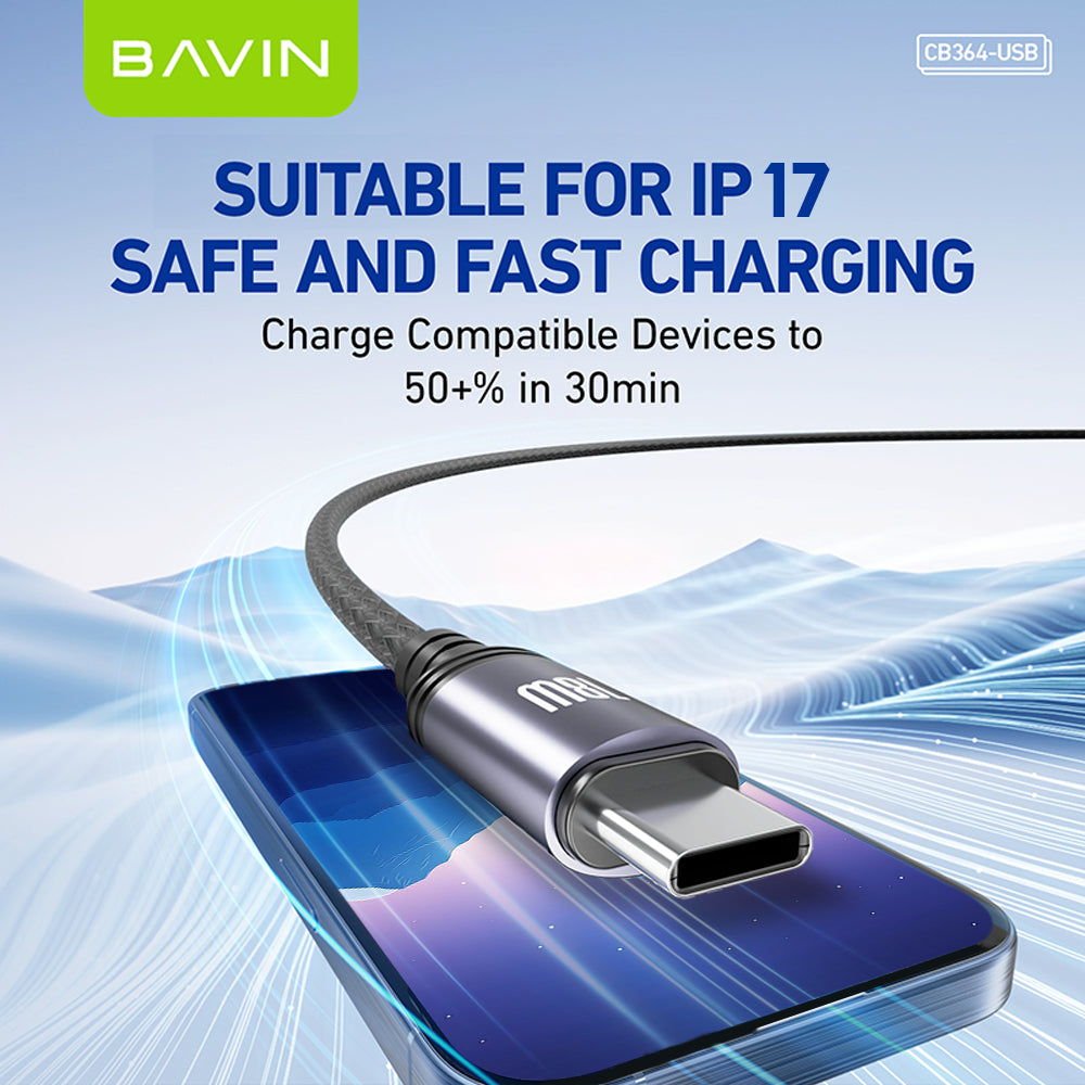 BAVIN CB364 60W PD Fast Charging Aluminum Alloy Data Cable w/ 1 Meter for Type-C / Micro / iPhone 17
