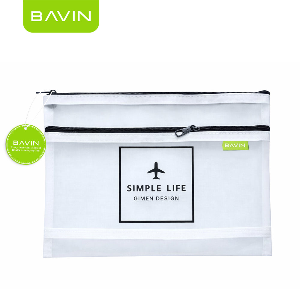 BAVIN BE25 Multi-functional Portable Transparent Double-Layer Nylon Mesh Storage Pouch Bag w/ Zipper