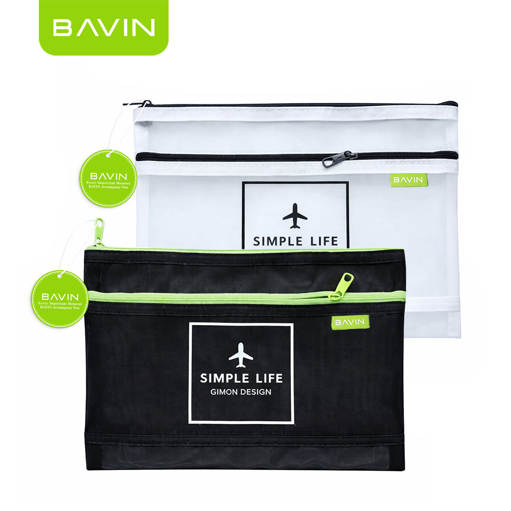 BAVIN BE25 Multi-functional Portable Transparent Double-Layer Nylon Mesh Storage Pouch Bag w/ Zipper