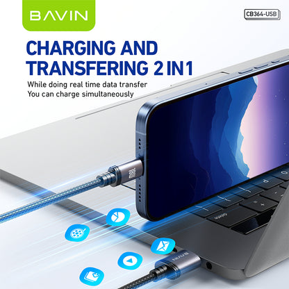 BAVIN CB364 60W PD Fast Charging Aluminum Alloy Data Cable w/ 1 Meter for Type-C / Micro / iPhone 17