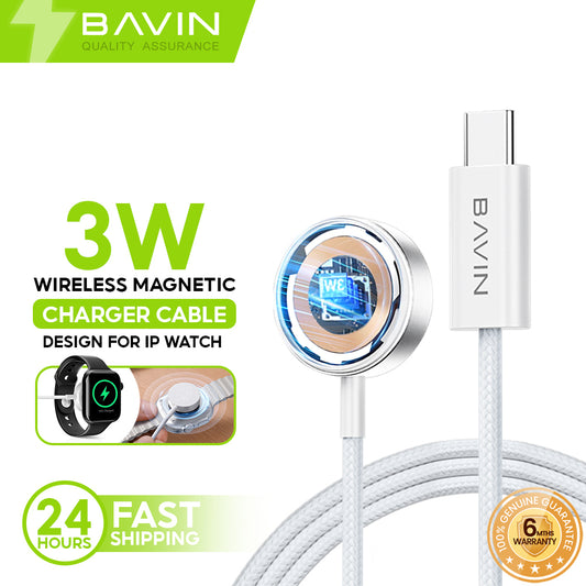 BAVIN CB400 3W Smartwatch Wireless Magnetic Charger w/ Type-C Cable for iPhone Series 1–10/SE/Ultra