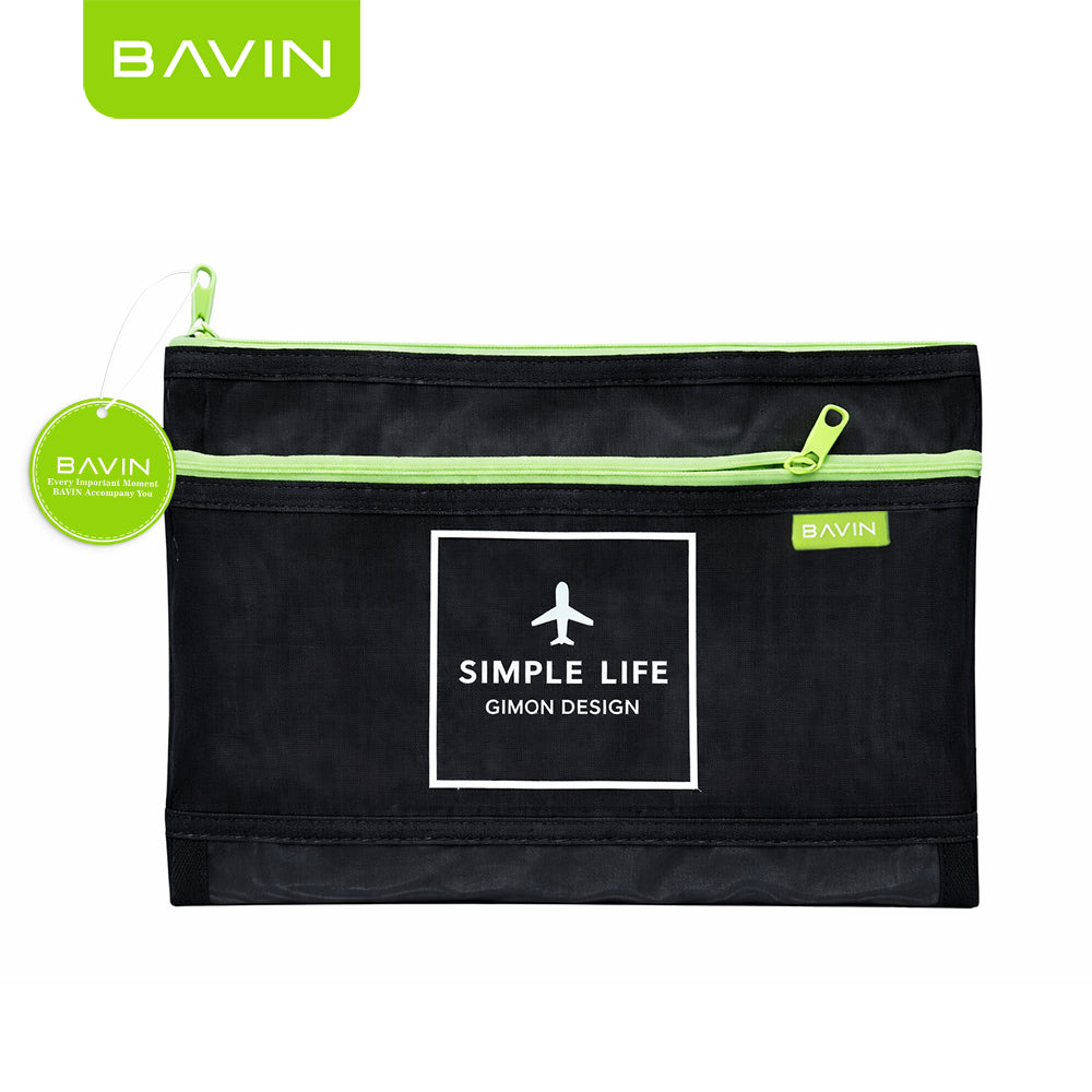 BAVIN BE25 Multi-functional Portable Transparent Double-Layer Nylon Mesh Storage Pouch Bag w/ Zipper