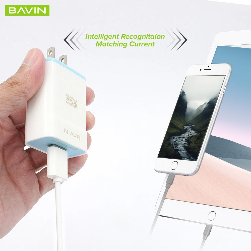 BAVIN PC658 Qc3.0 Quick Charging Charger W/ Charging Cable for iPhone / Micro / Type-C