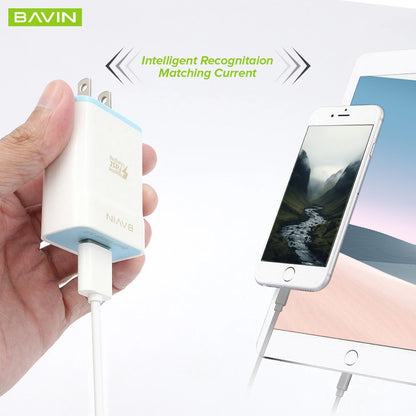 BAVIN PC658 Qc3.0 Quick Charging Charger W/ Charging Cable for iPhone / Micro / Type-C