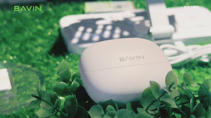 BAVIN HB-BA-100 Wireless Bluetooth Earbuds w/ Hi-Res Audio, Touch Control, AI Voice Assistant, Real-Time Transcription