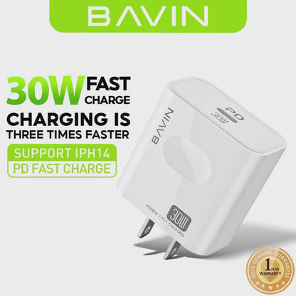 BAVIN C-PC818 30W Type-C Fast Charging Adapter Compatible for iPhone