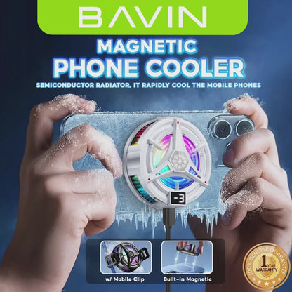 BAVIN BF-007 Magnetic Phone Gaming Cooler Portable Semiconductor Cooling Fan w/ 3 Speed Adjustment for Smartphones