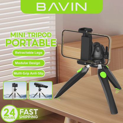BAVIN D-Z-P20 Mini Portable Tripod Stand w/ Retractable Buckle for Smartphones, Camera & Telescope