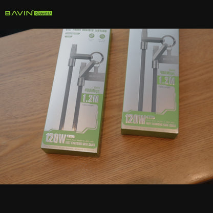 BAVIN U-CB391 2-in-1 30W PD Portable Fast Charging & Data Transmission Cable 1.2M Lanyard Type-C to iPhone / Type-C to Type-C