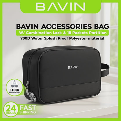 BAVIN E-BE20 Large Capacity Waterproof Bag w/ Password Lock For Earphones, USB Cables, Chargers & Digital Accessories Bag