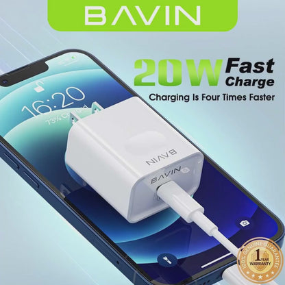 BAVIN PC837 20W PD Type-C Adapter Fast Charging Multi-Protection Charger Widely Compatible for Smartphones