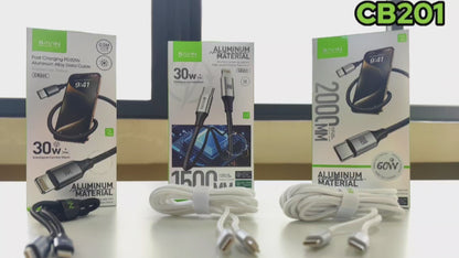 BAVIN U-CB201-XX QC3.0 Fast Charging 0.5 / 1 / 1.5 / 2MCable Nylon Braided Wire For iPh Micro & Type-C