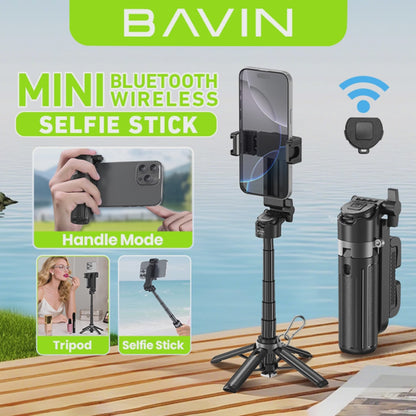 BAVIN D-Z-P23 3in1 Mini Selfie Stick w/ Tripod Bluetooth 42cm Portable & Compact 360° Rotation & Wireless Camera Shutter