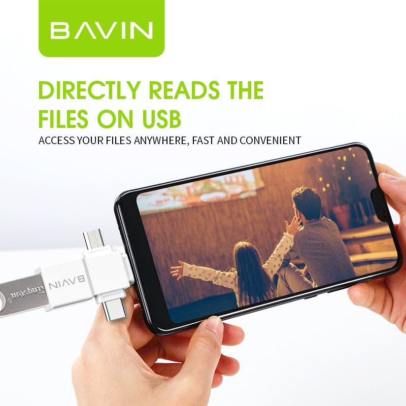 BAVIN 3 in 1 Otg Usb Adapter with High-Speed Transmission and Gaming for iPhone / Micro / Type-C