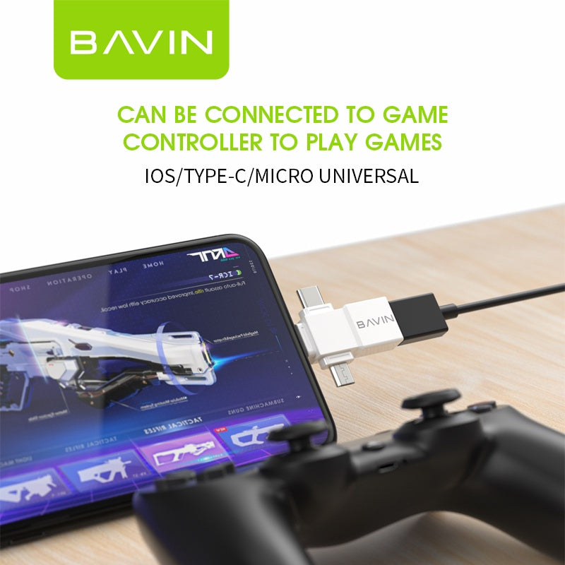 BAVIN 3 in 1 Otg Usb Adapter with High-Speed Transmission and Gaming for iPhone / Micro / Type-C