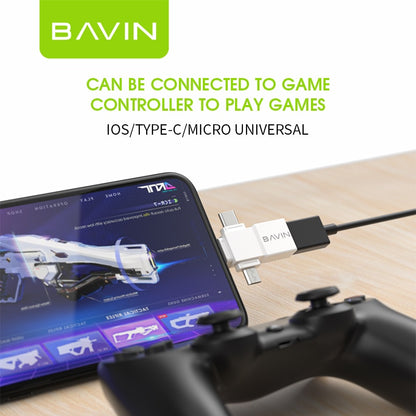 BAVIN 3 in 1 Otg Usb Adapter with High-Speed Transmission and Gaming for iPhone / Micro / Type-C