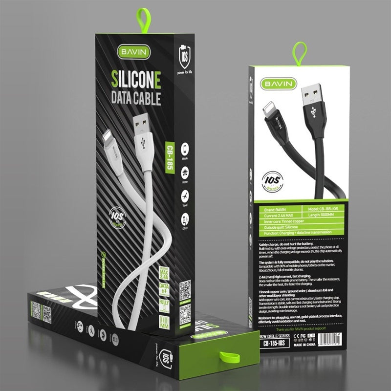 BAVIN CB185 2.4A Soft Silicone USB Fast Charging Data Cable 1 Meter Suitable for Micro / iPhone /Type-C