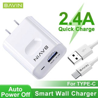 BAVIN C-PC318-XX 2.4A Universal Charger w/ Intelligent Power Off & 1m Cable for Micro, Type-C, iPhone