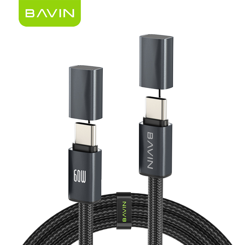 BAVIN CB427 Portable 1m 60W PD Fast Charging Magnetic Type-C Data Cable Braided for iPhone 17, Android